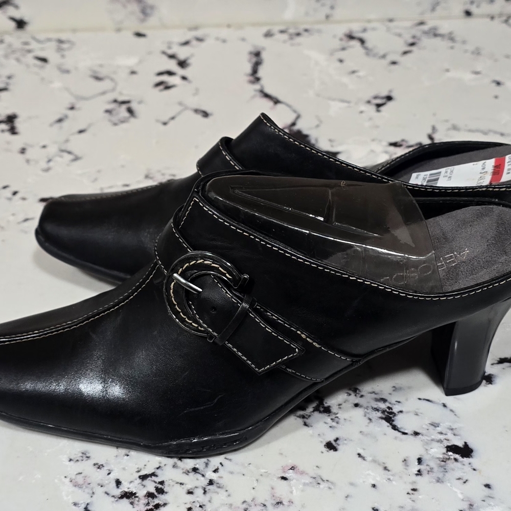 Aerosol Chic Black Heeled Mules